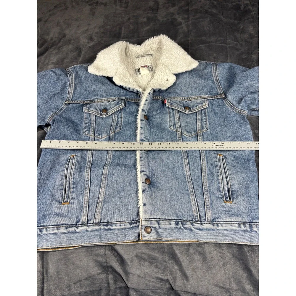Levis Mens Vintage Sherpa Lined Denim Trucker Jacket 70609-4891 Blue Large - Picture 6 of 10